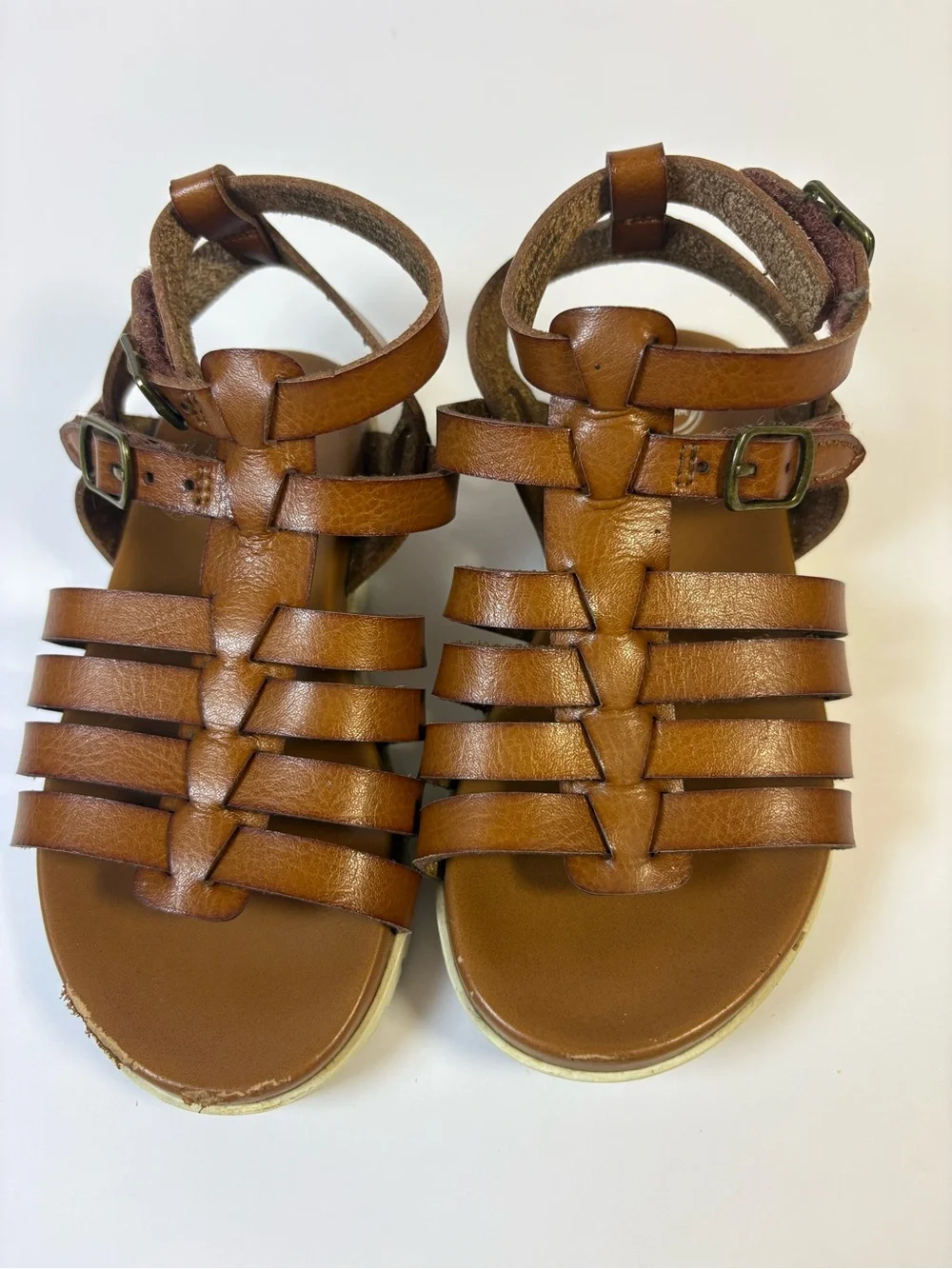 Wonder Nation Toddler Girl Gladiator Sandals Size 8 Brown Double Strap